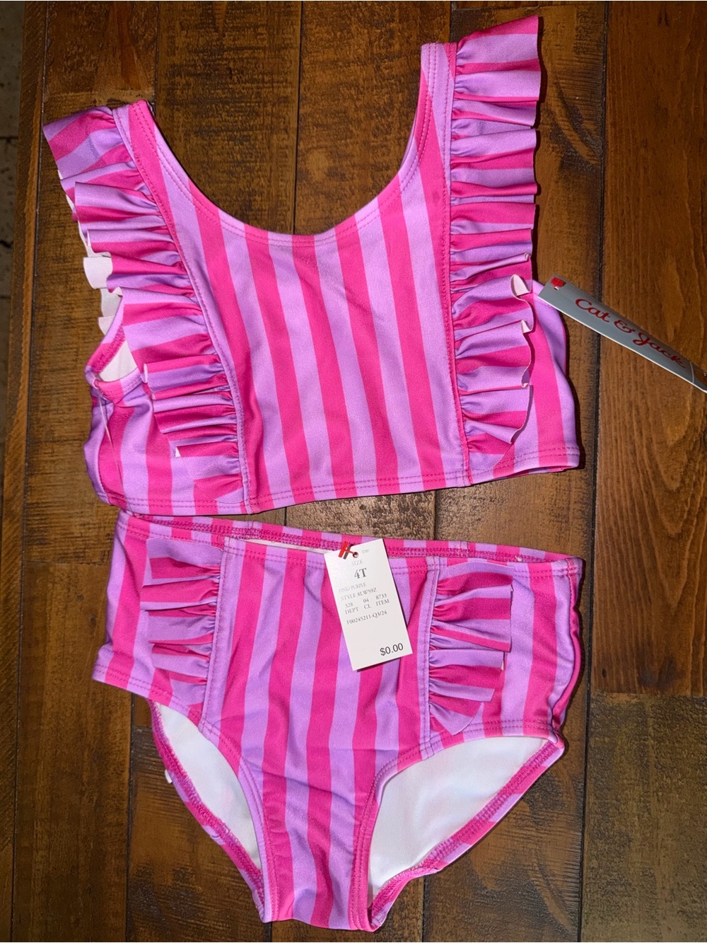 Target Pink Striped Ruffle Two-Piece Bikini Set